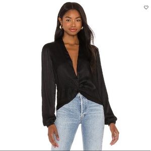 Bobi Black Sleek Textured Woven Top